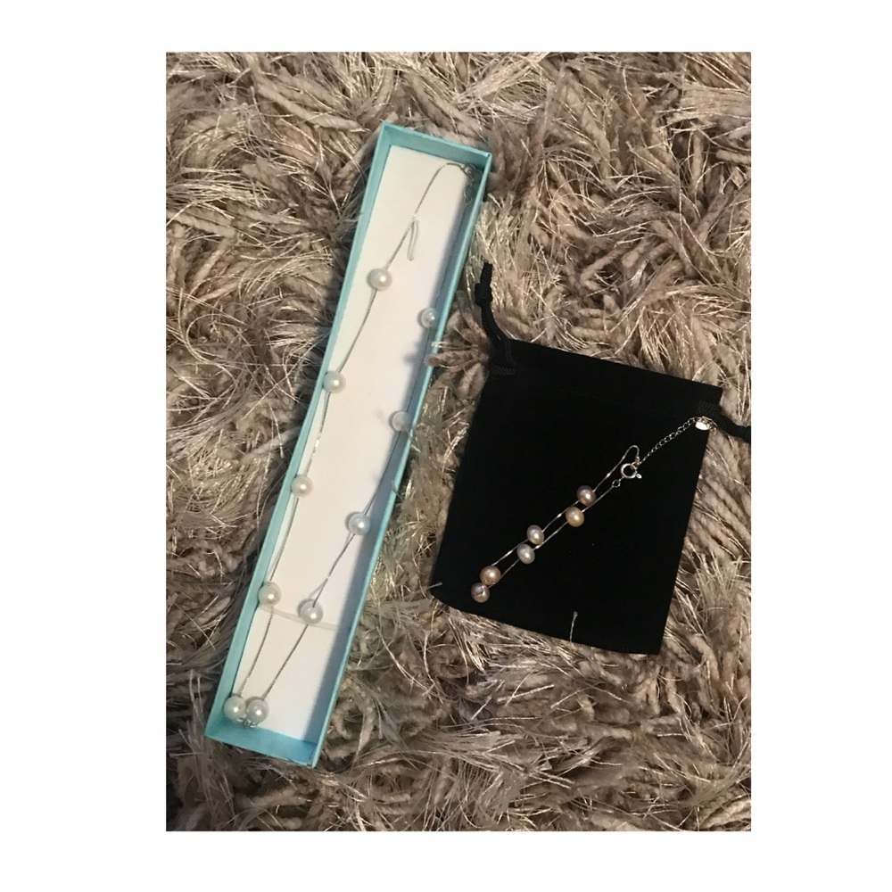 Sterling Silver and Pearl Necklace & Bracelet Set